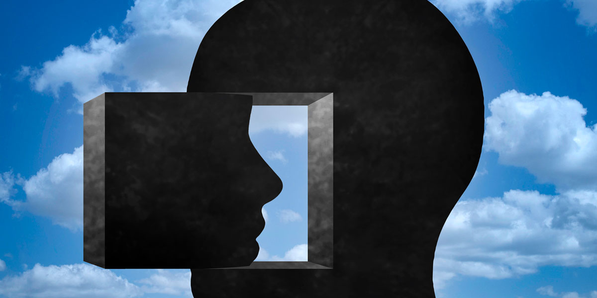 theory of mind concept silhouette head clouds