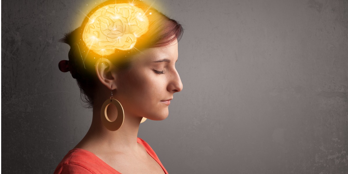 woman with glowing brain metaphor for tms for depression