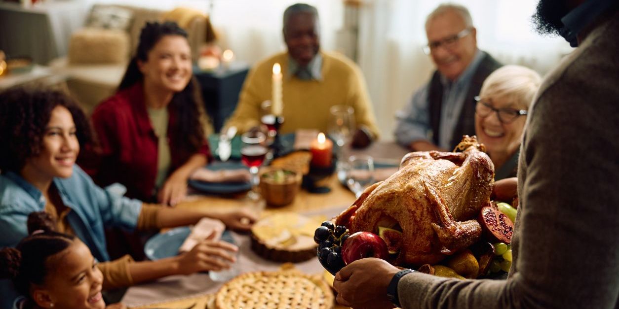 family together for holiday of thanksgiving